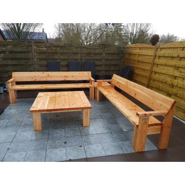 Houten tuinbank met rug- en armleuning